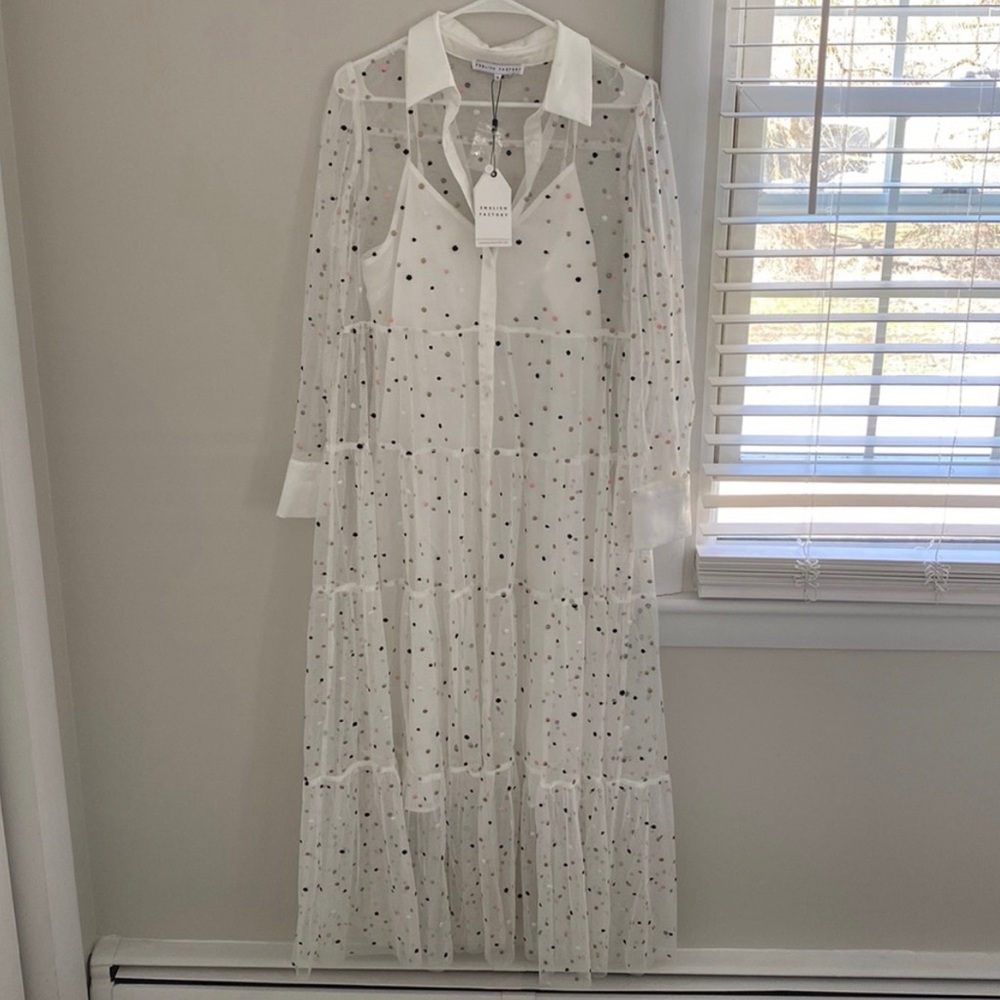 Vici / English Factory | Mesh Tiered Maxi Dress - White